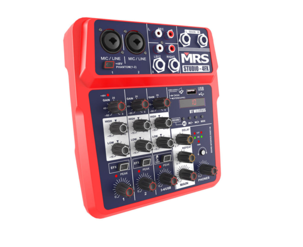 Mezcladora MRS Studio 4FX inalÃ¡mbrico BT con una interfaz de audio integrada